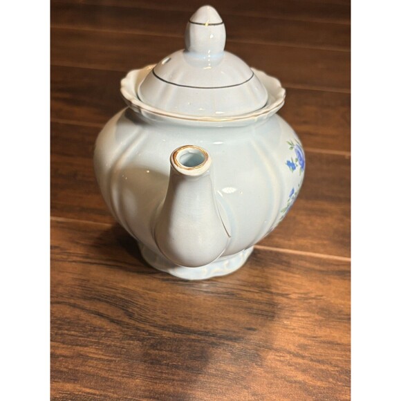 Fred Roberts and Company Made in Japan Teapot Pale Blue with Blue Roses Vintage - Picture 4 of 10